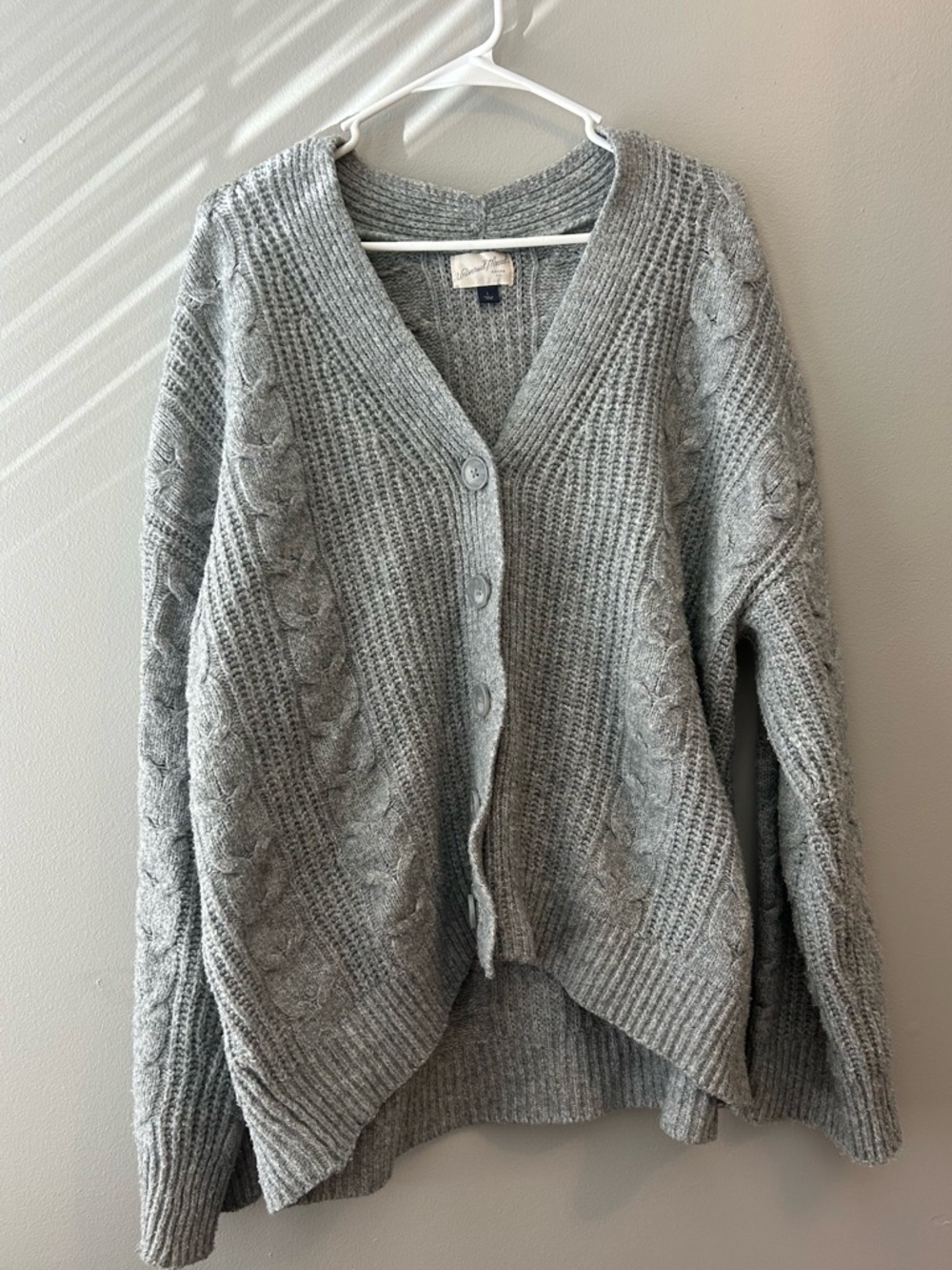 Universal thread Cozy Gray Cable Knit Button-Front Cardigan